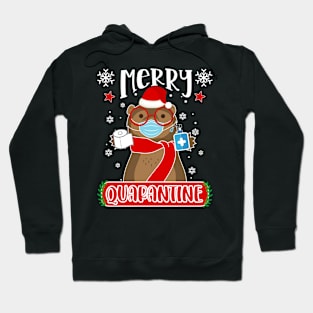 Merry Quarantine Christmas 2020 Otter with Mask Hoodie